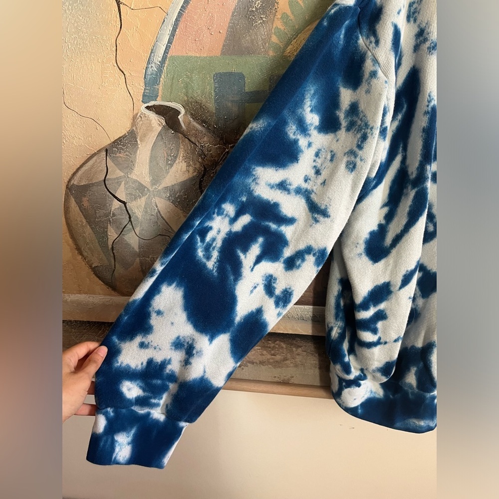 THE ELDER STATESMAN True Blue Tie-Dye Cotton & Cashmere Terry Hoodie - XL - Picture 10 of 16